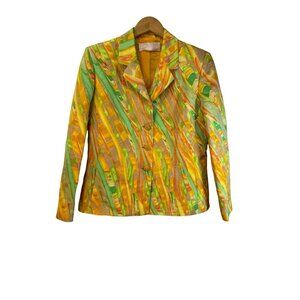 Genny Blazer Bold colorful bright made in Italy cotton silk size 12 designer
